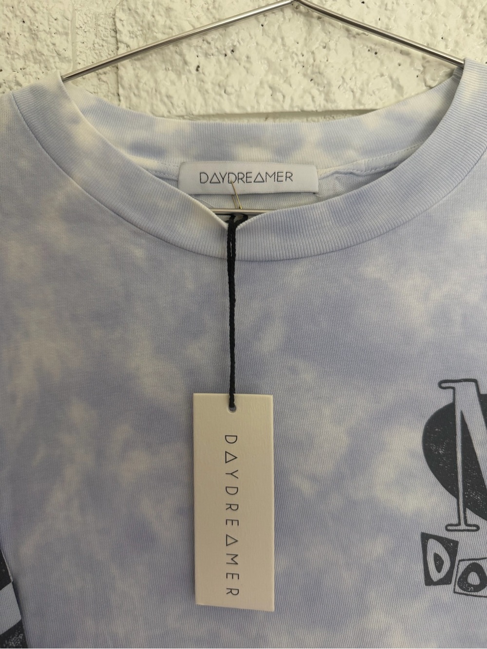 Daydreamer NoDoubt Lavender Tie-Dye Crewneck Shirt with Black Checkered Sleeves - Picture 5 of 7